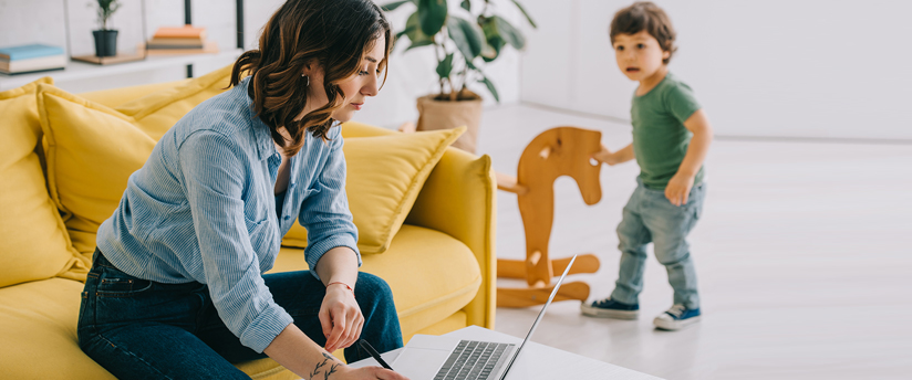 Mum and child at home